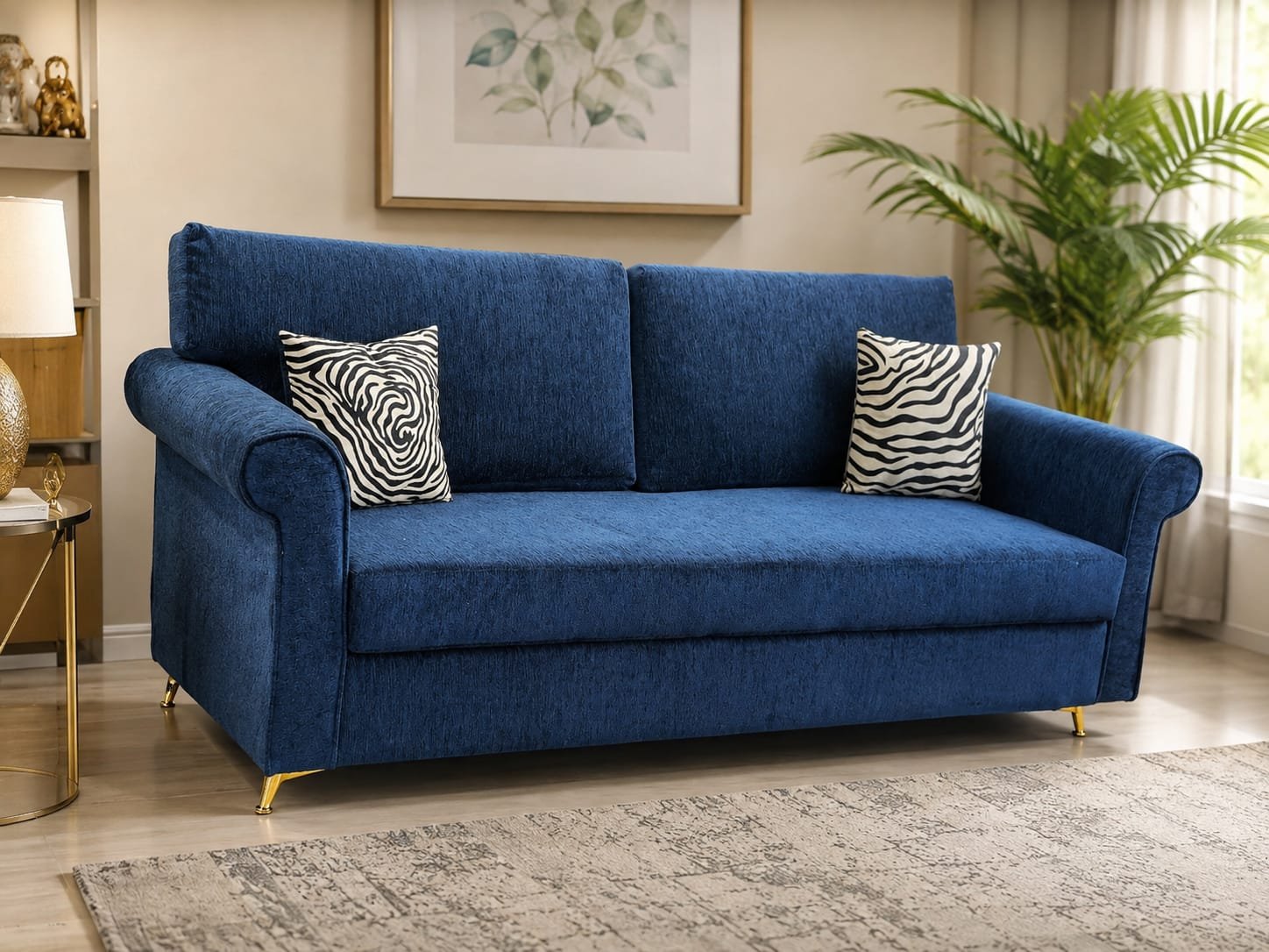 Modern Roll Arm 3-Seater Sofa (Premium Fabric) - Image 4